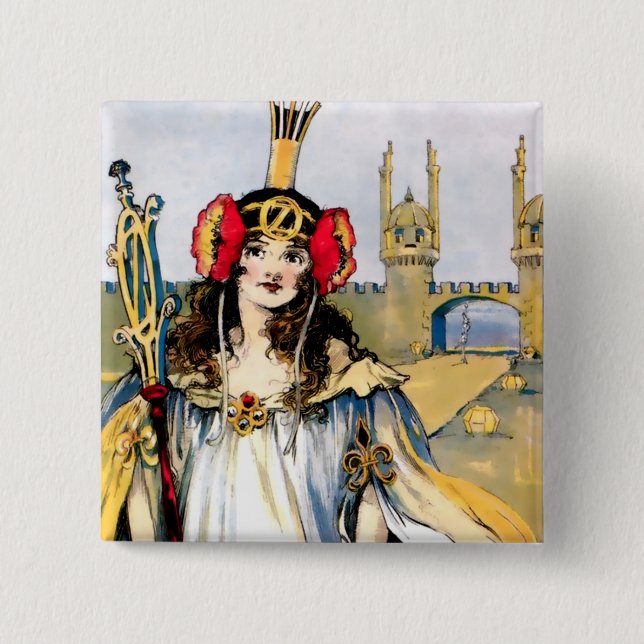 Badge Carré 5 Cm « Ozma d'Oz » par John R Neill (Devant)