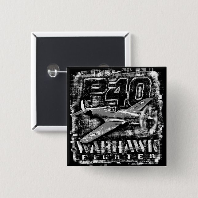 Badge Carré 5 Cm P-40 Warhawk (Devant & derrière)