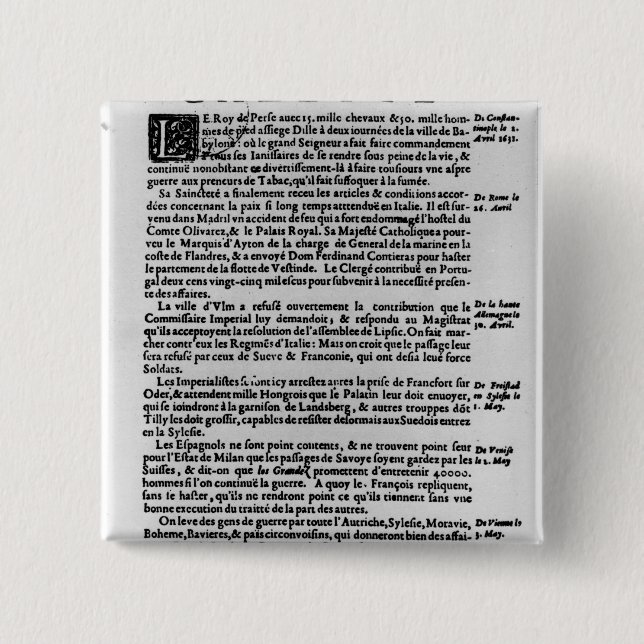 Badge Carré 5 Cm Page de texte de 'La Gazette (Devant)