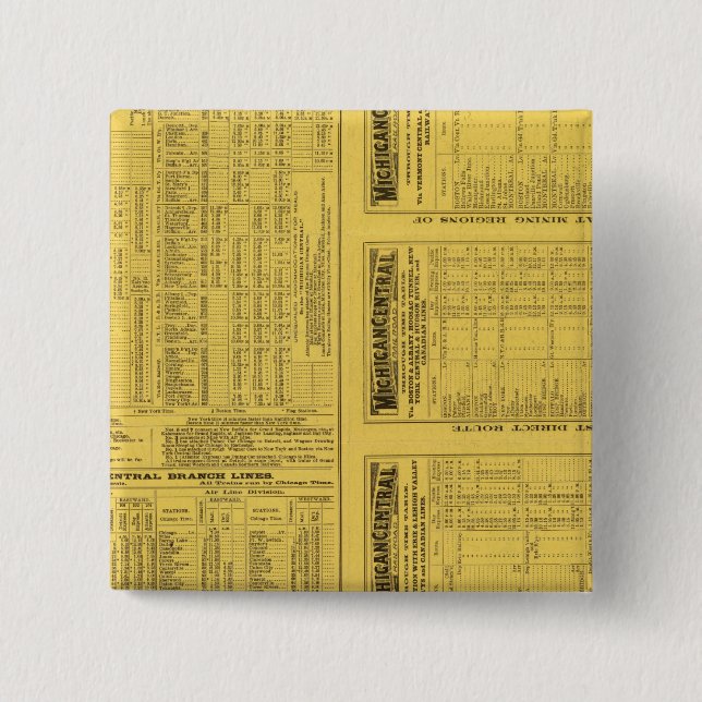 Badge Carré 5 Cm Page de texte Michigan Central Railroad (Devant)