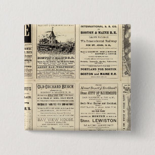 Badge Carré 5 Cm Page texte du chemin de fer de Boston et du Maine
