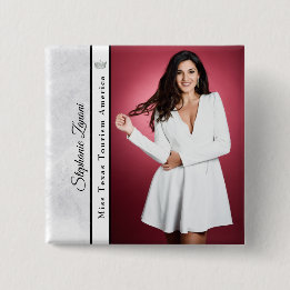 Badge Carré 5 Cm Pageant Sash Button Pin | Marble Ice