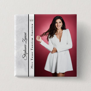 Badge Carré 5 Cm Pageant Sash Button Pin   Marble Ice