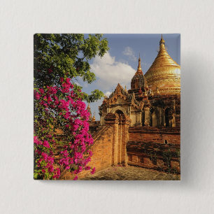 Badge Carré 5 Cm Pagode Dhamma Yazaka à Bagan (Pagan), Myanmar
