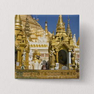 Badge Carré 5 Cm Pagode Shwedagon (Paya), grand site temple qui