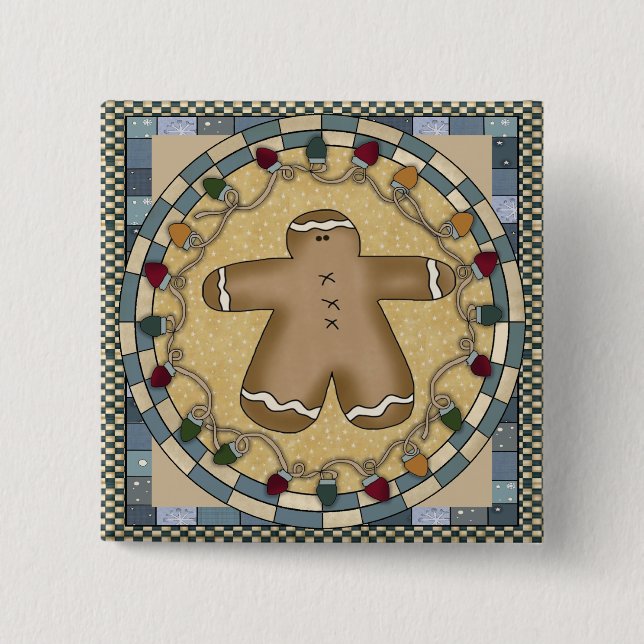 Badge Carré 5 Cm Pain d'épice (Devant)