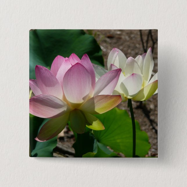 Badge Carré 5 Cm Pair de Lotus (Devant)