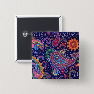 Badge Carré 5 Cm Paisley violet rose