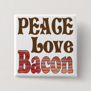 Badge Carré 5 Cm Paix Amour Bacon