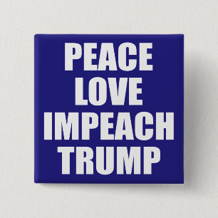 BADGE CARRÉ 5 CM PAIX AMOUR IMPEACH TRUMP