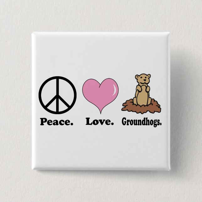 Badge Carré 5 Cm paix amour marmottes (Devant)