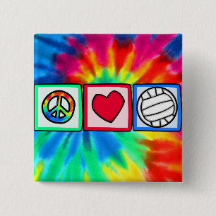 Badge Carré 5 Cm Paix, amour, volleyball