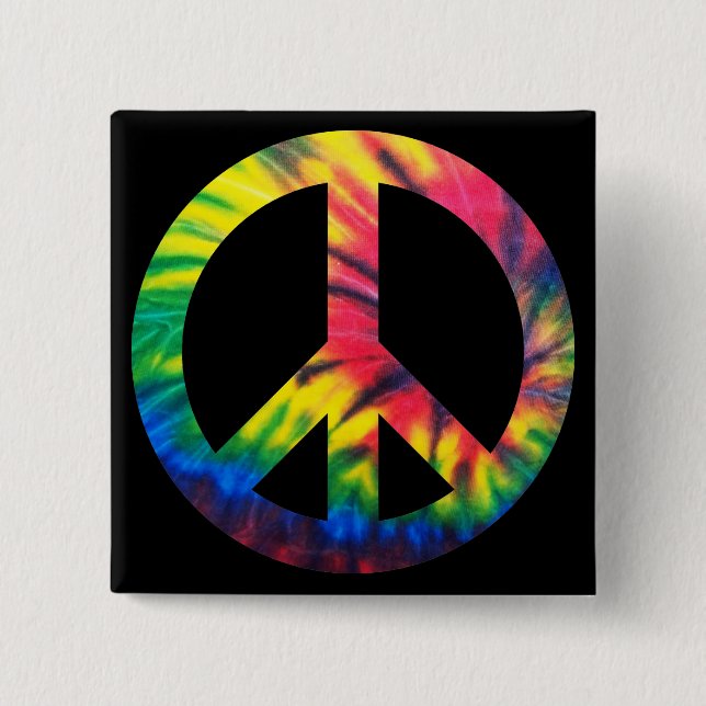 Badge Carré 5 Cm Paix Tie Dyed (Devant)