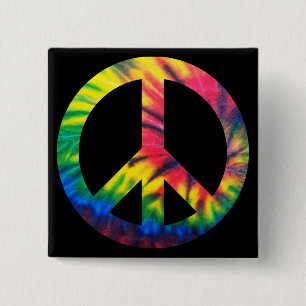 Badge Carré 5 Cm Paix Tie Dyed