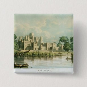 Badge Carré 5 Cm Palais de Kew comme vu de Brentford, gravé par Th