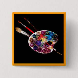Badge Carré 5 Cm PALETTE DE COULEUR, Peintre, Artiste