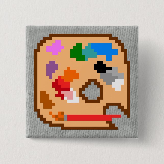 Badge Carré 5 Cm Palette de pixel (Devant)