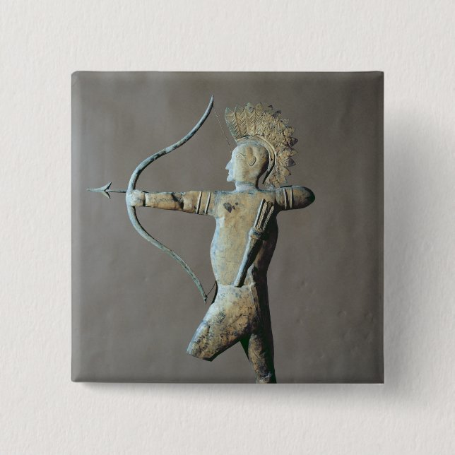 Badge Carré 5 Cm Palette de temps sous forme d'Indien d'Amerique (Devant)