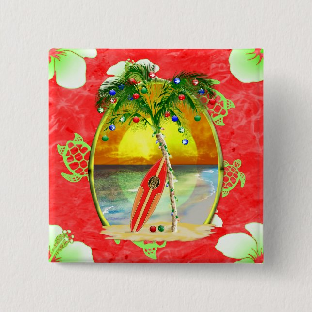 Badge Carré 5 Cm Palmier tropical de Noël (Devant)