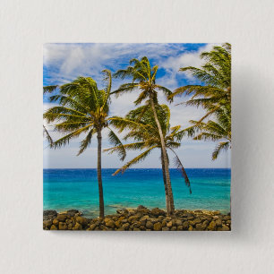 Badge Carré 5 Cm Palmiers à noix de coco (Cocos nucifera) se balanç