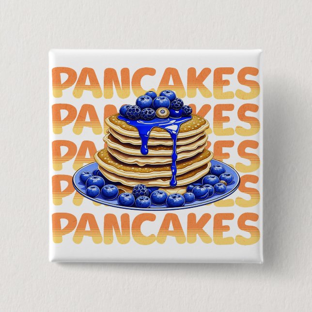 Badge Carré 5 Cm Pancakes recouverts de bleuets (Devant)