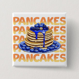 Badge Carré 5 Cm Pancakes recouverts de bleuets