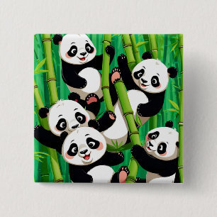 Badge Carré 5 Cm Panda Bambou