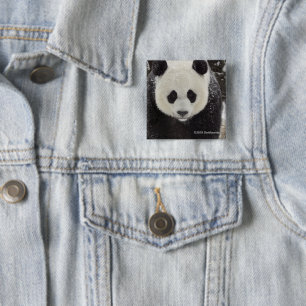 Badge Carré 5 Cm Panda géant dans la neige
