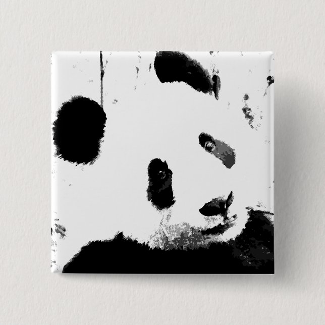 Badge Carré 5 Cm Panda noir et blanc (Devant)
