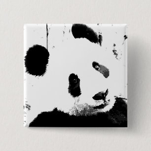 Badge Carré 5 Cm Panda noir et blanc