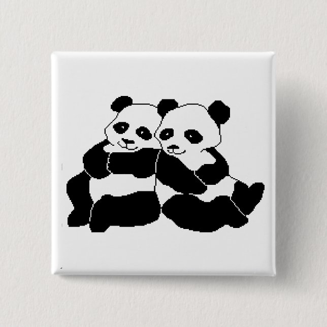 Badge Carré 5 Cm Pandas (Devant)