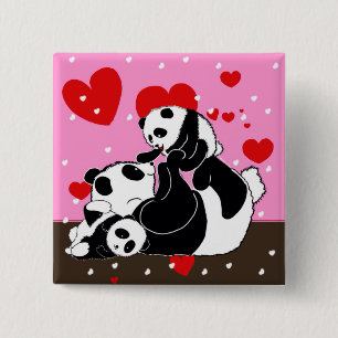 Badge Carré 5 Cm pandas "ours de panda" "bébé de panda bear" "kawai