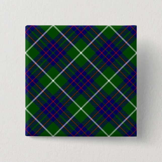 Badge Carré 5 Cm Panier bleu vert tartan MacIntyre (Devant)