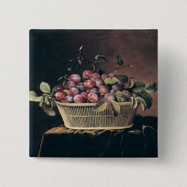 Badge Carré 5 Cm Panier des prunes (Devant)