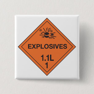 Badge Carré 5 Cm Panneau de danger Explosifs Classe 1.1L