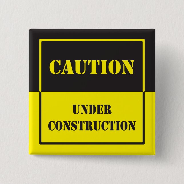 Badge Carré 5 Cm panneau de mise en garde en construction (Devant)