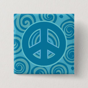 Badge Carré 5 Cm Panneau de paix bleu