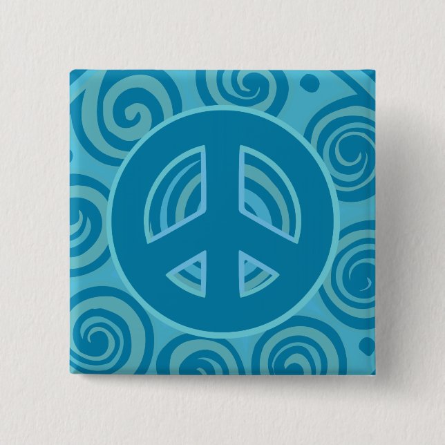 Badge Carré 5 Cm Panneau de paix bleu (Devant)