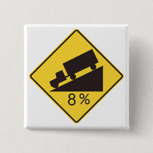 Badge Carré 5 Cm Panneau de signalisation de pente raide pour camio