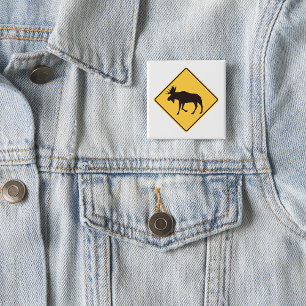 Badge Carré 5 Cm Panneau de signalisation de traversée d'orignal Sé