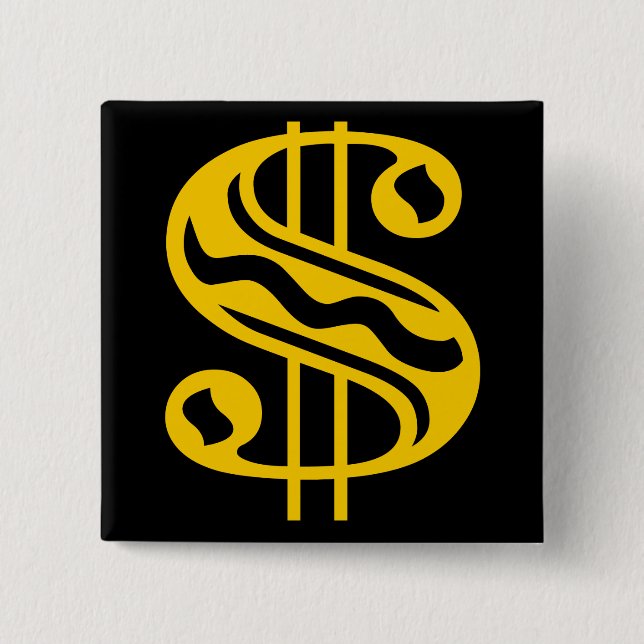 Badge Carré 5 Cm Panneau dollar - orange (Devant)
