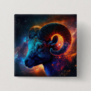 Badge Carré 5 Cm Panneau étoile Zodiac Aries - Aucun texte - Bouton