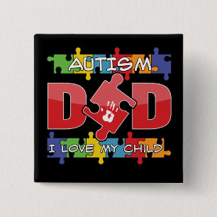 Badge Carré 5 Cm Papa d'autisme - amour d'I mon enfant