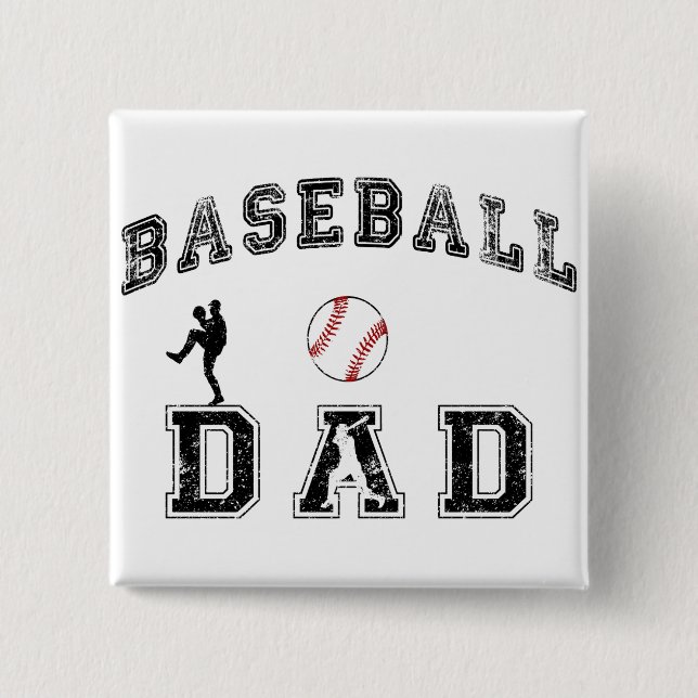 Badge Carré 5 Cm Papa de baseball (Devant)