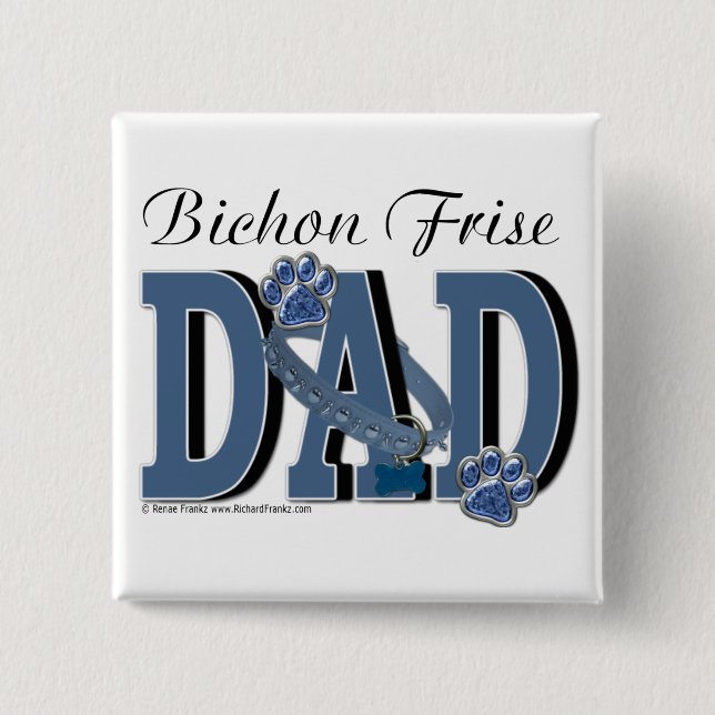 Badge Carré 5 Cm PAPA de Bichon Frise (Devant)