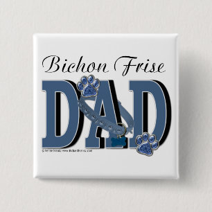 Badge Carré 5 Cm PAPA de Bichon Frise