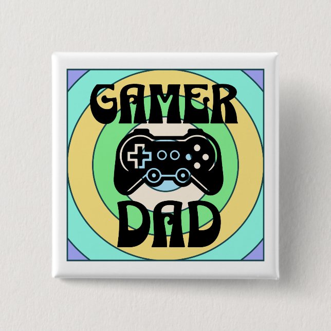 Badge Carré 5 Cm Papa joueur (Devant)