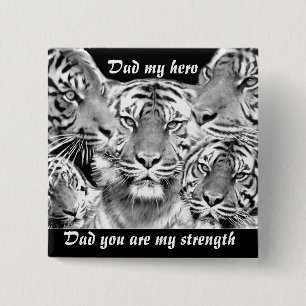 Badge Carré 5 Cm Papa - mon héros, mon bouton force