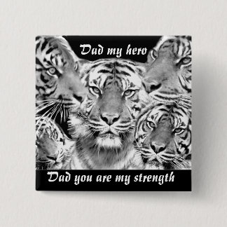 Badge Carré 5 Cm Papa - mon héros, mon bouton force