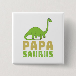 Badge Carré 5 Cm Papasaurus dinosaure Brontosaurus Fête des pères